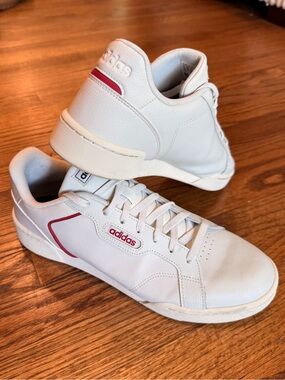 adidas White Sneakers with Red Accents